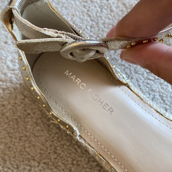 Marc Fisher Jarquis micro-studded scalloped edge metallic espadrille flats - Picture 8 of 8